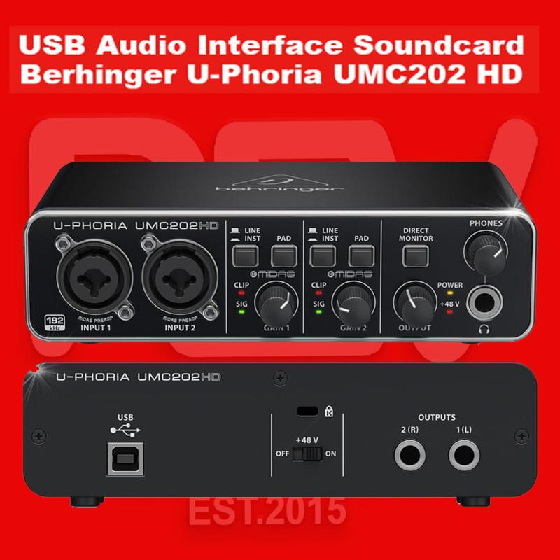 Usb audio interface soundcard berhinger u-phoria UMC202 HD